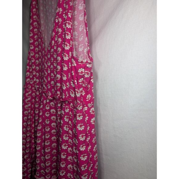 J. Crew Women's Pink Floral Print Tiered Maxi Swing Dress Size 6 V neck ruffle - Picture 5 of 7